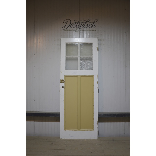 Oude Bruynzeel drievaks paneeldeur met glas 